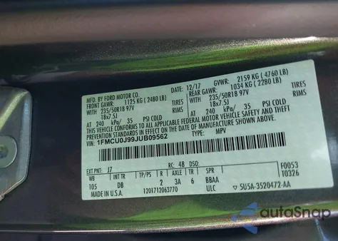 2018 Ford Escape Titanium from USA, damaged, VIN 1FMCU0J99JUB09562